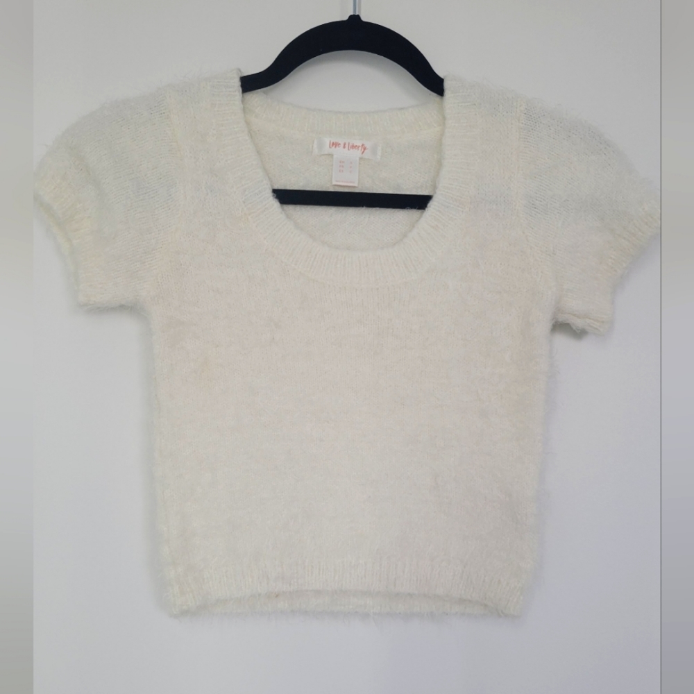 White eyelash Fussy Crop Top